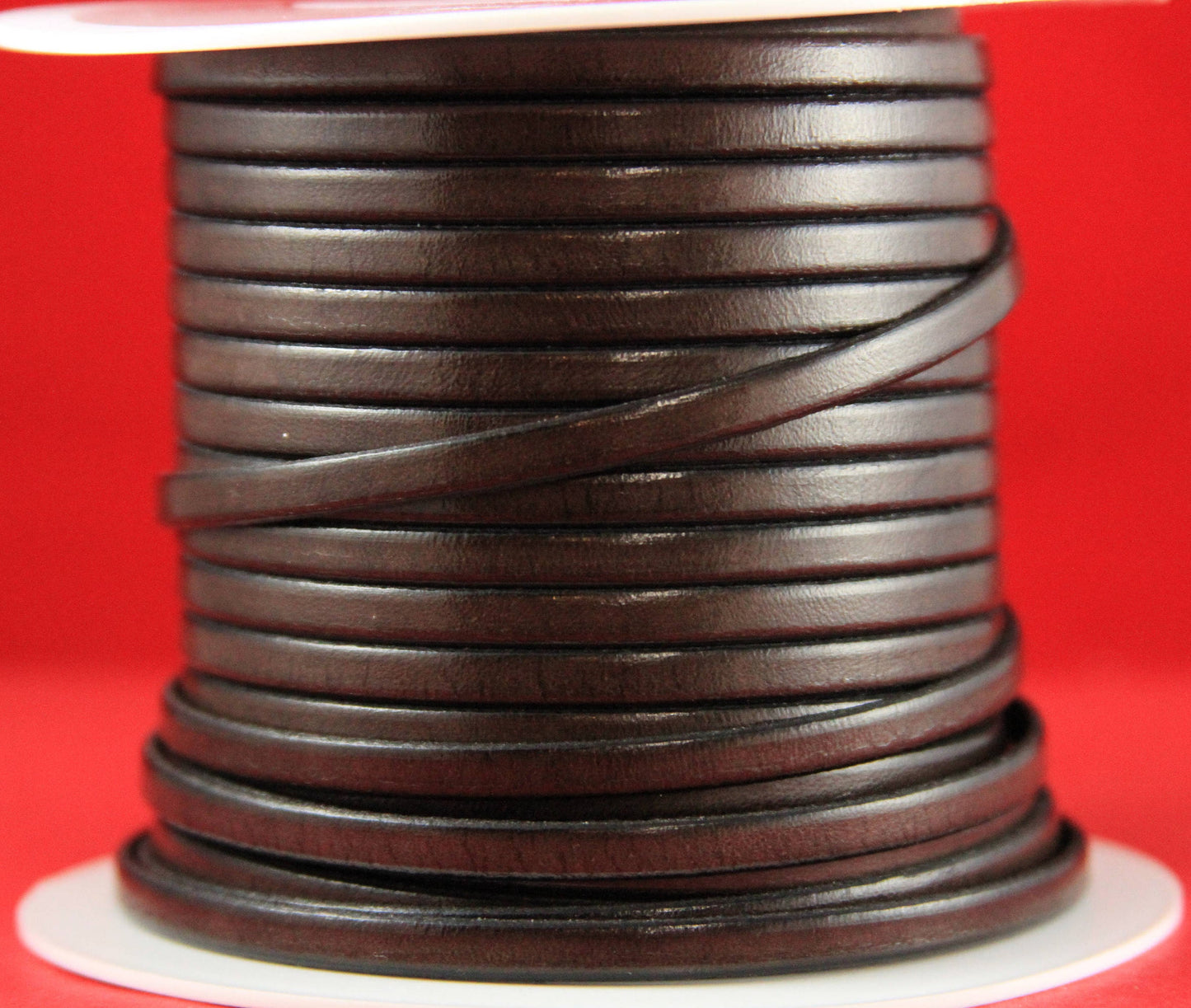 MADE in EUROPE 1 yard of 5mm flat leather cord, genuine leather 5mm strip, brown flat leather cord (221/05/37)