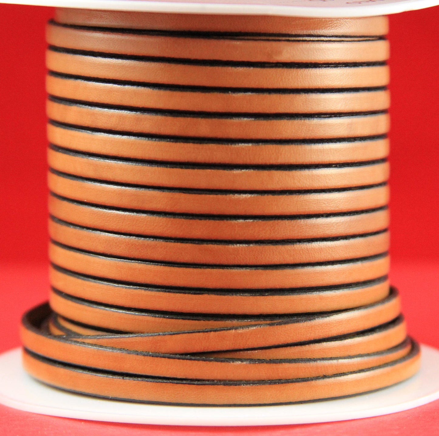 MADE in EUROPE 1 yard of 5mm flat leather cord, genuine leather 5mm strip, light brown flat leather cord (221/05/33)