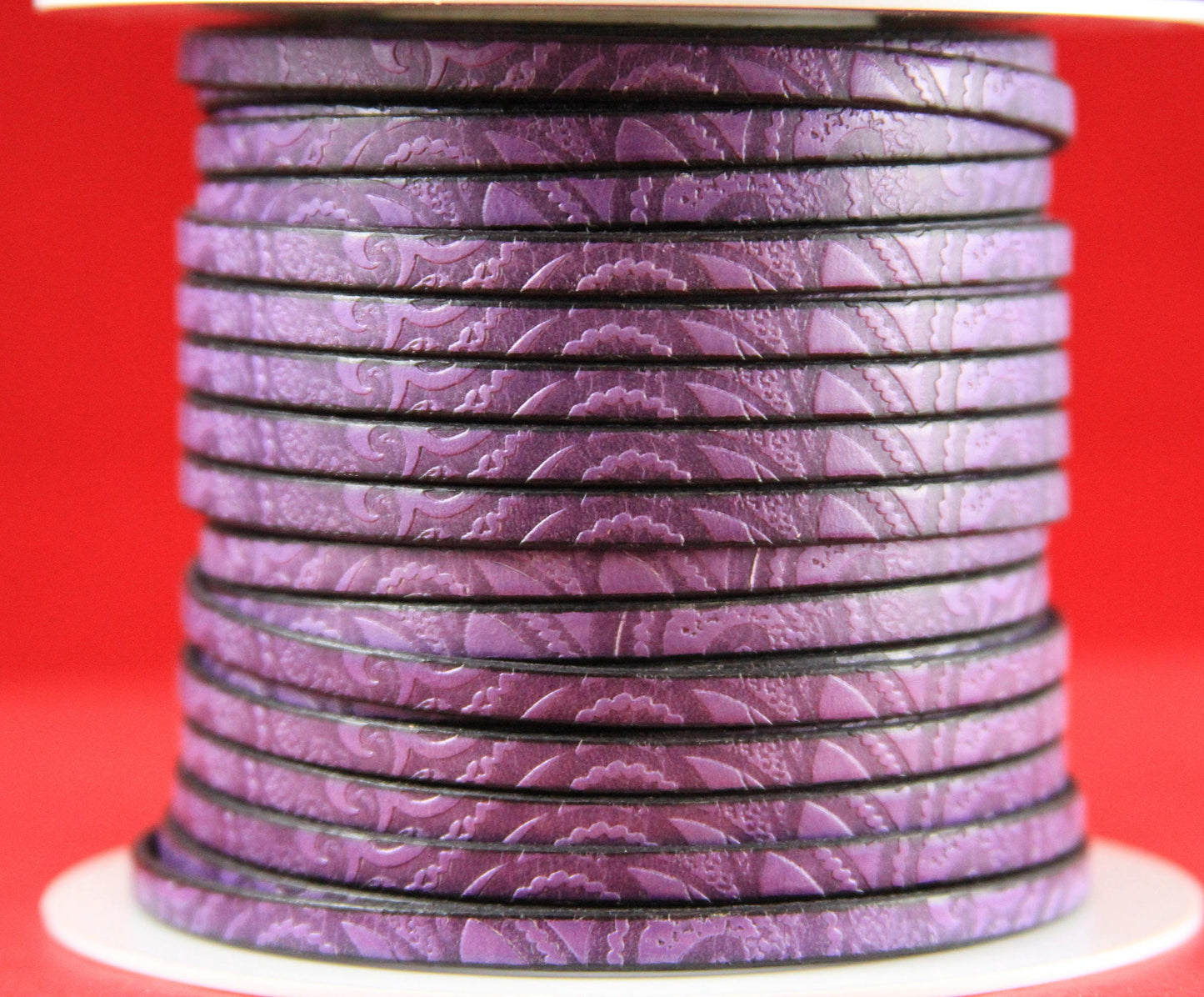 MADE in EUROPE 24'' flat 5mm engraved leather cord, 5mm flat leather cord, 5mm embossed leather cord