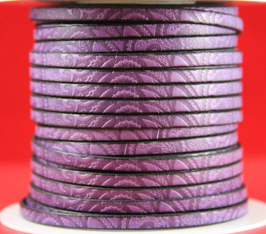 MADE in EUROPE 24'' flat 5mm engraved leather cord, 5mm flat leather cord, 5mm embossed leather cord
