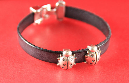 FS0157>>MADE in EUROPE 2 zamak ladybug sliders, ladybug slider, 10mm flat cord slider, 10mm flat cord ladybug slider qty2
