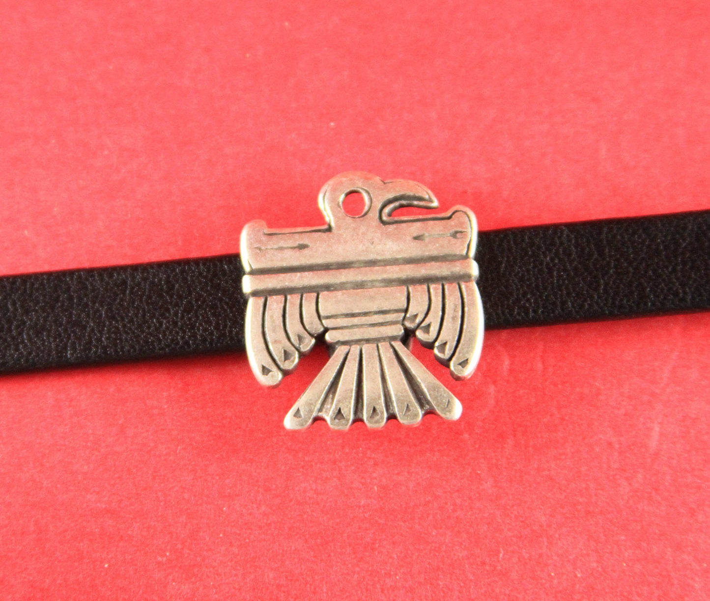 FS0147>>MADE in EUROPE zamak eagle slider for 10mm flat leather cord, zamak bird slider for bracelet, 10mm flat cord slider Qty1
