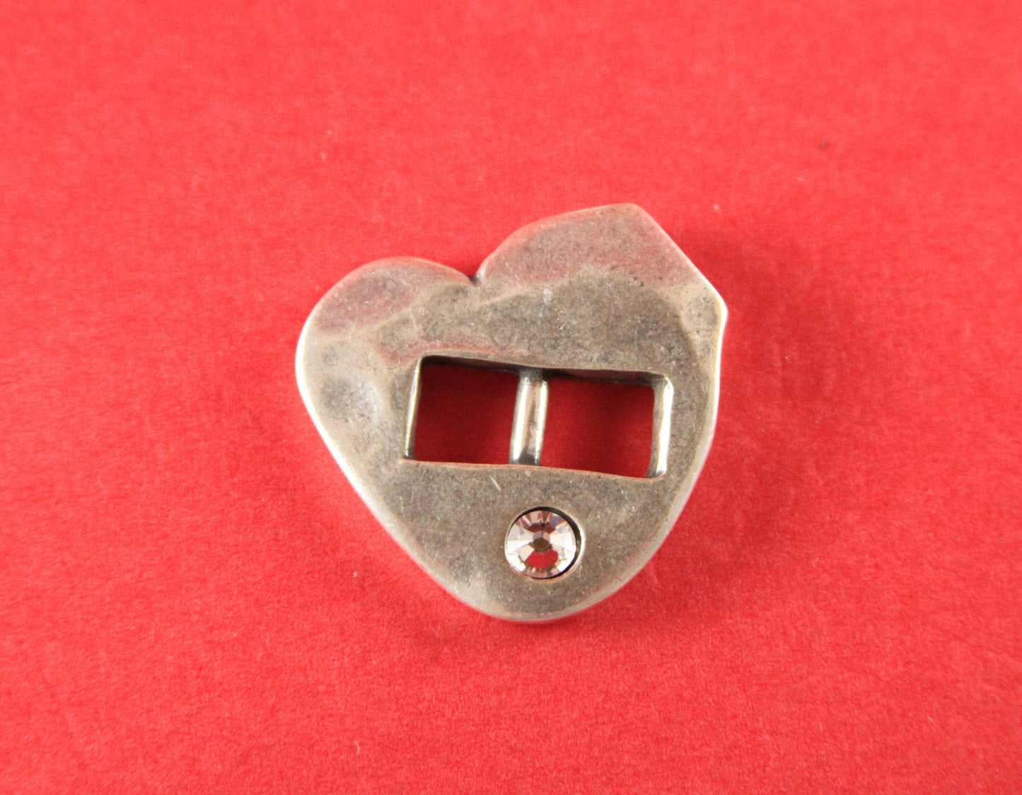 FC0057>>MADE in EUROPE zamak heart buckle clasp with Swarovski crystal, heart slider clasp, hammered heart clasp (78804/10z2) qty1