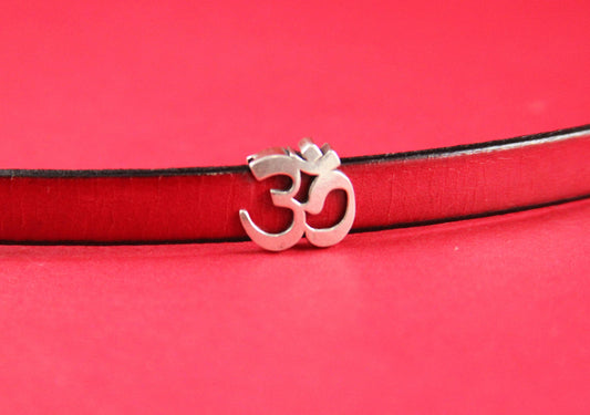FS0396>> MADE in EUROPE 2 zamak OM sliders for 10mm flat cord, 10mm zamak slider, flat leather cord yoga slider, (F773/2S) Qty2