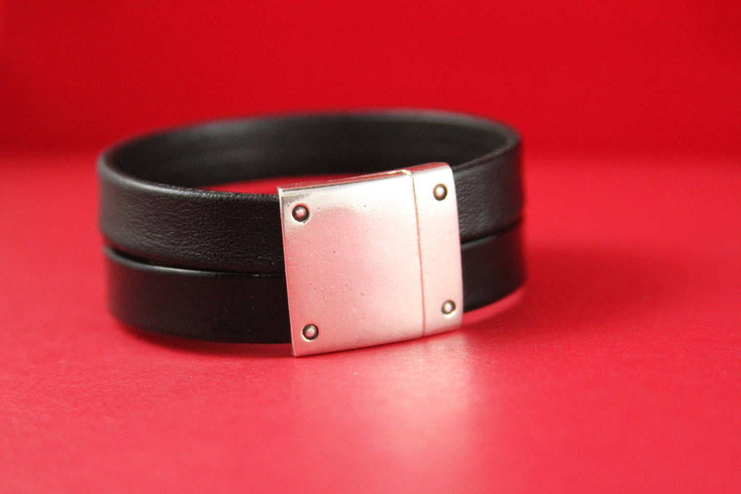 FC0321>>MADE in EUROPE zamak magnetic clasp, 20mm flat cord clasp, 20mm rivets clasp, silver rivets magnetic clasp Qty1