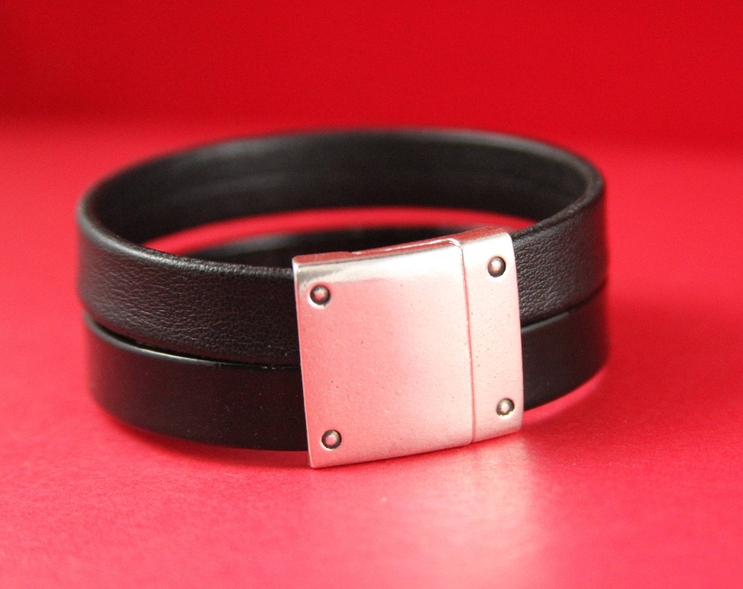 FC0321>>MADE in EUROPE zamak magnetic clasp, 20mm flat cord clasp, 20mm rivets clasp, silver rivets magnetic clasp Qty1