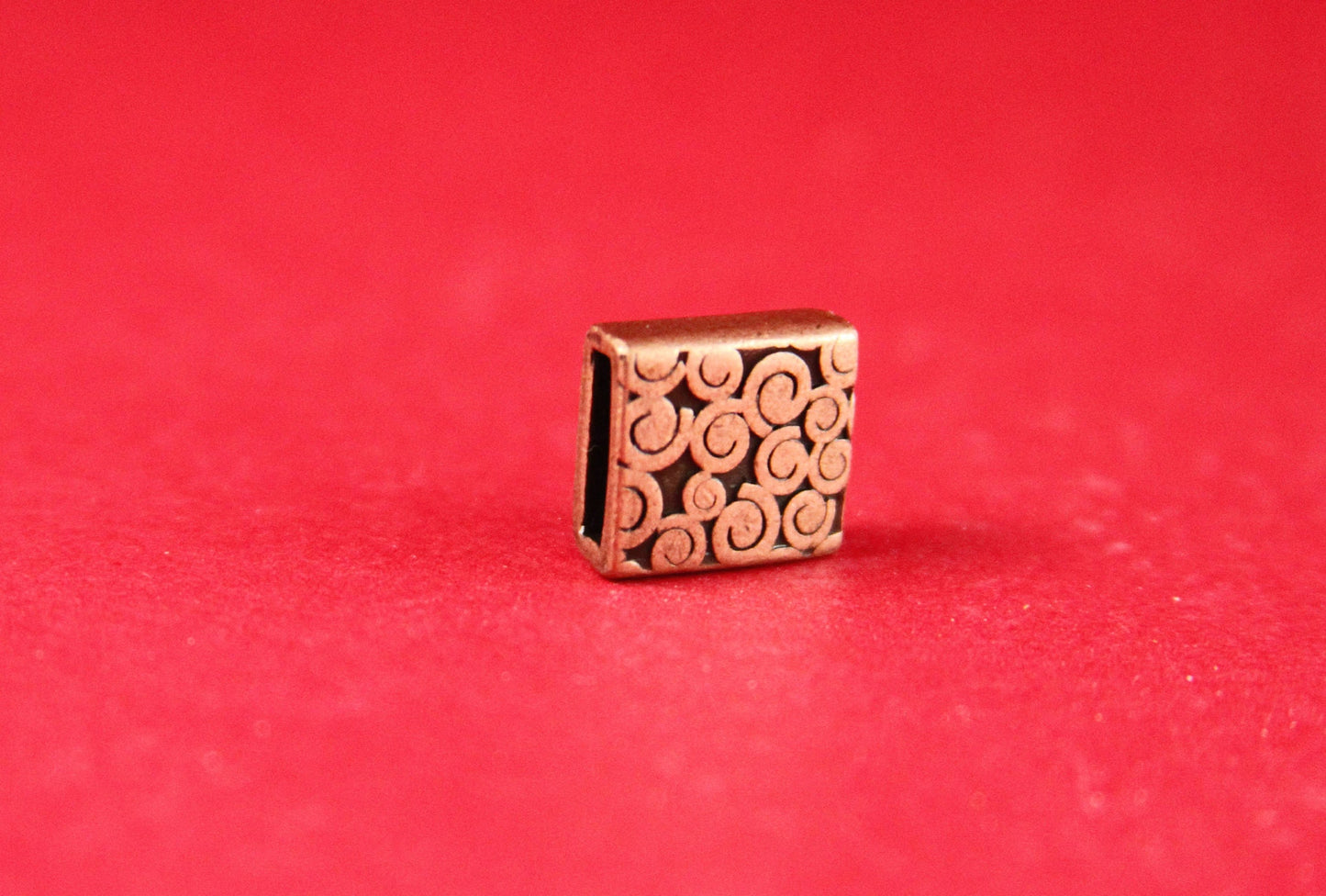 FS0175>>MADE in EUROPE 2 zamak swirl sliders, copper square slider, 10mm flat cord slider, 10mm flat cord swirl slider qty2