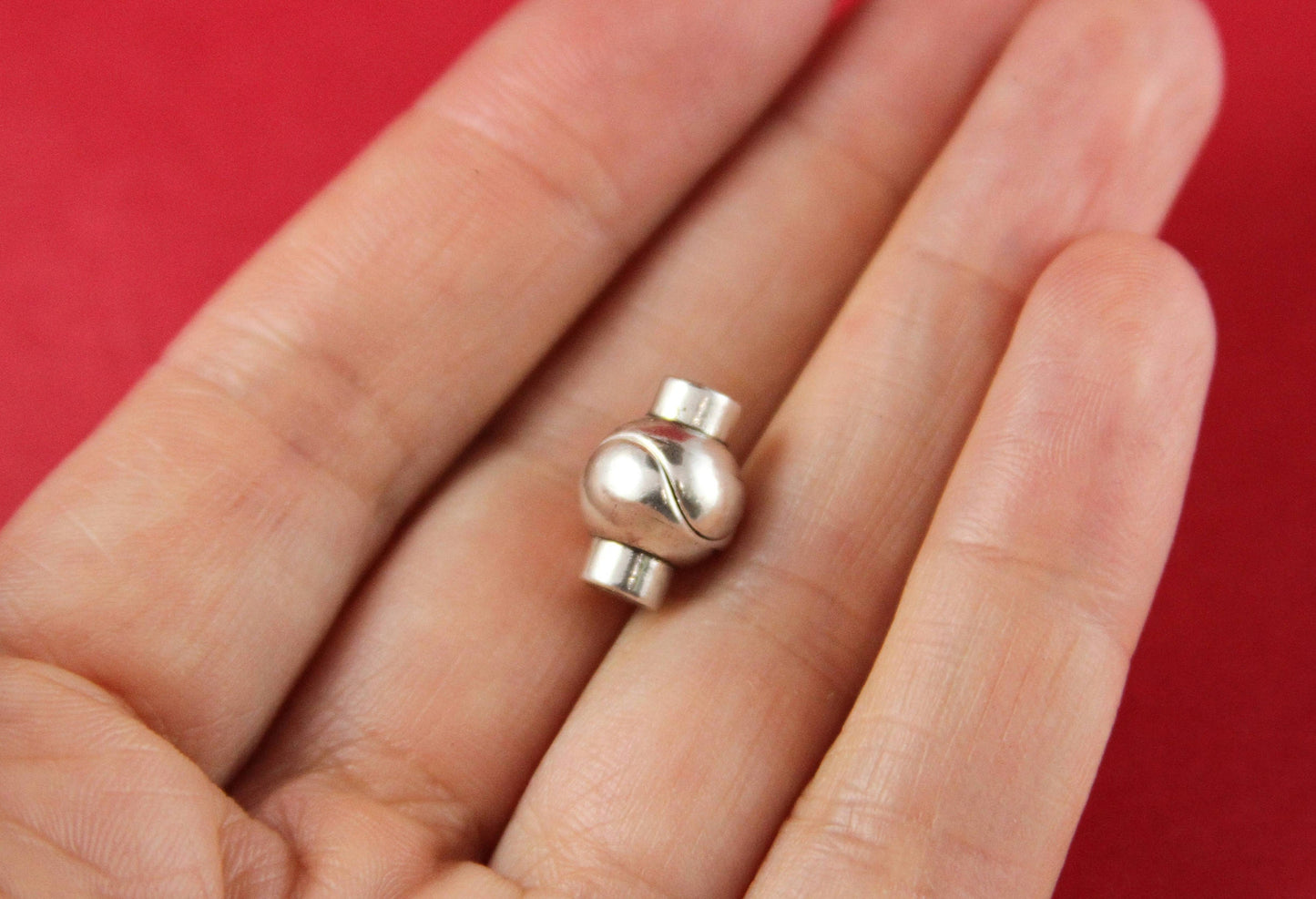 RC0046>> MADE IN EUROPE magnetic clasp, silver clasp, 3mm round cord clasp, bracelet clasp (TMBOLA3S) Qty1