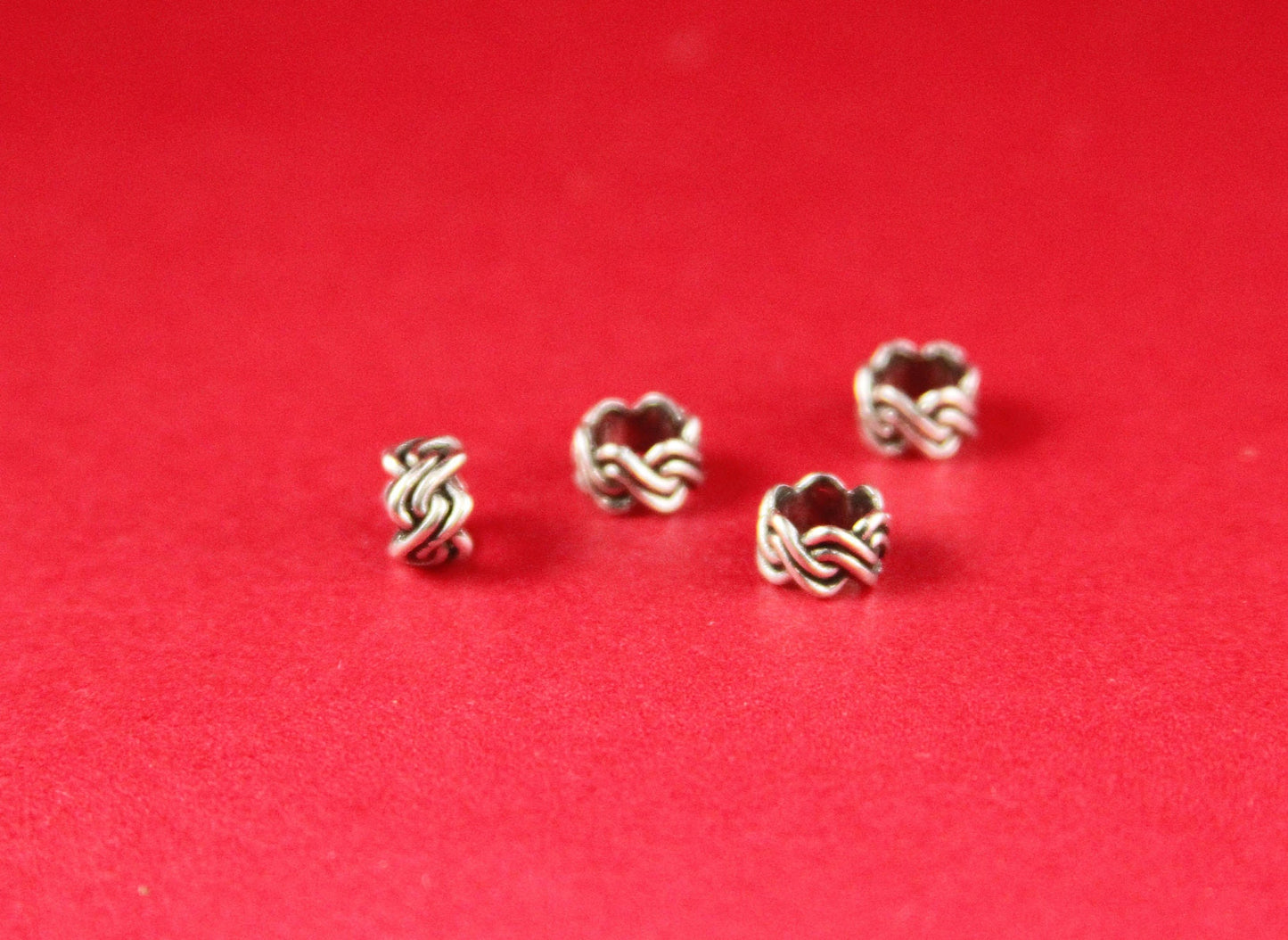 13/4 MADE in EUROPE 4 zamak silver tubes, 5mm hole zamak tube slider, 5mm round cord sliders, round cord tube  (F853S) qty4