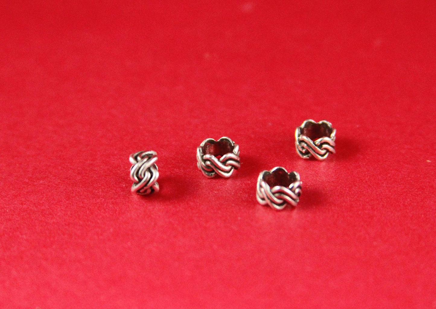 13/4 MADE in EUROPE 4 zamak silver tubes, 5mm hole zamak tube slider, 5mm round cord sliders, round cord tube  (F853S) qty4