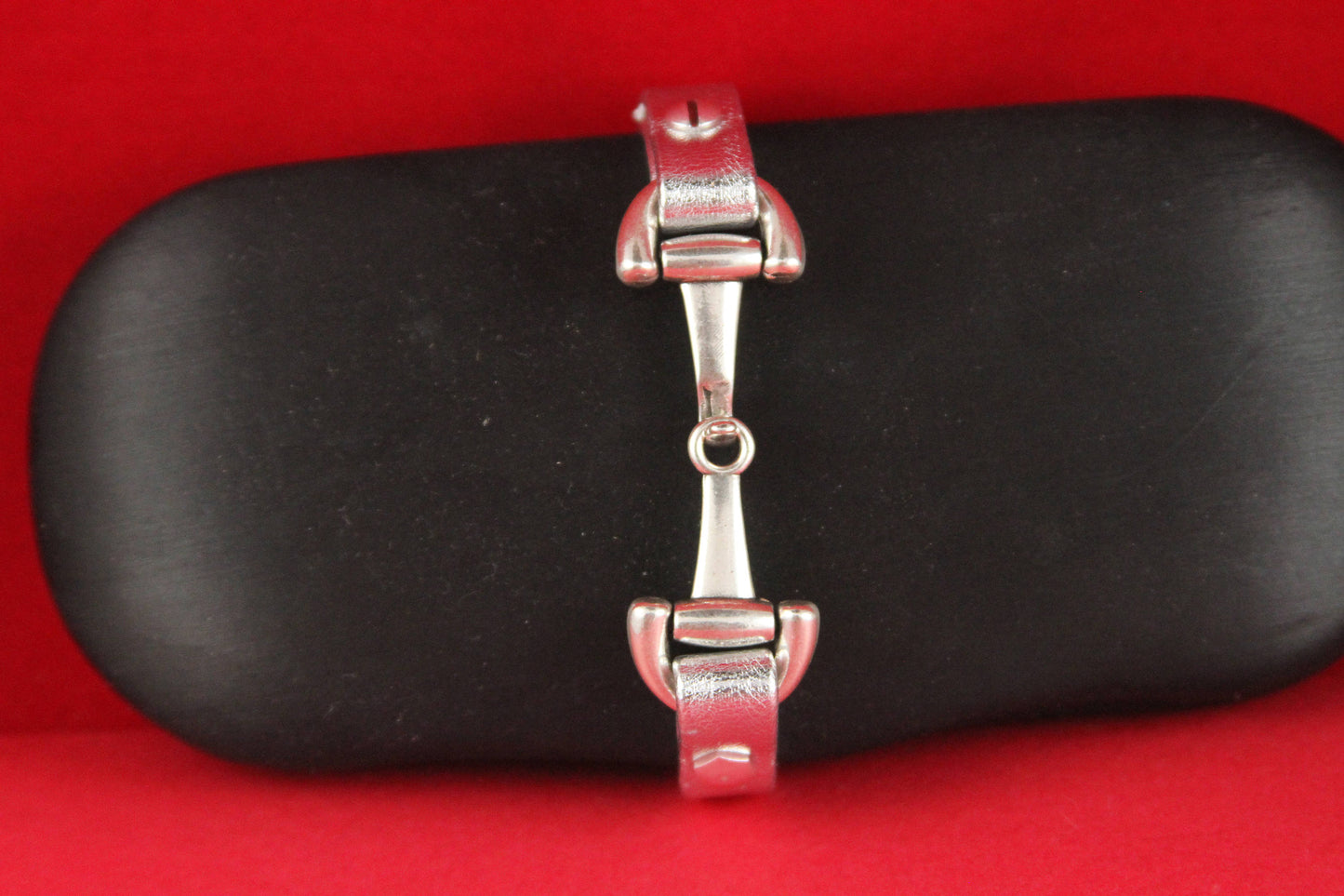 FC0145>>MADE in EUROPE flat cord stirrup hook clasp, snuffle bit hook clasp, zamak stirrup connector (STRGS) Qty1
