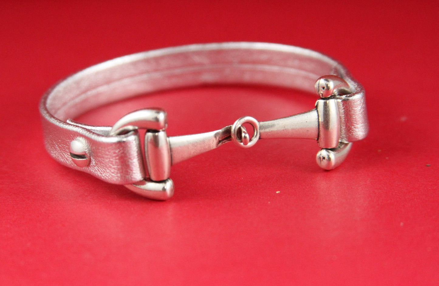 FC0145>>MADE in EUROPE flat cord stirrup hook clasp, snuffle bit hook clasp, zamak stirrup connector (STRGS) Qty1