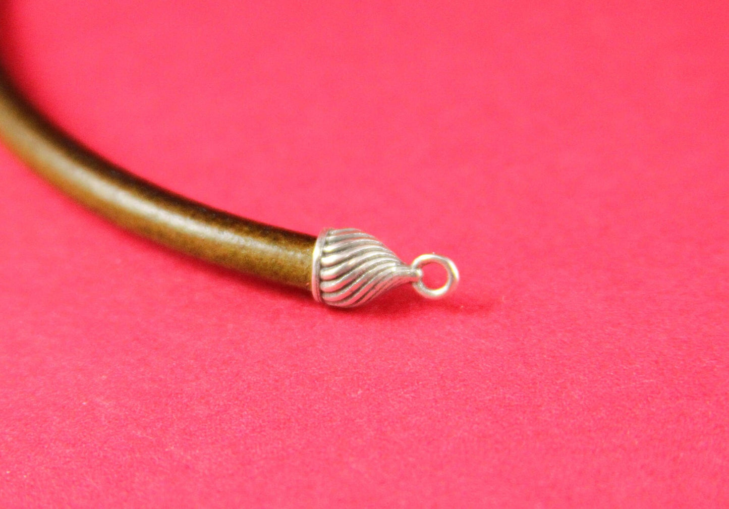 6/6 MADE IN EUROPE zamak 4 cord end caps, 4mm round leather cord ends, bracelet cord ends (CR40/4S) Qty4