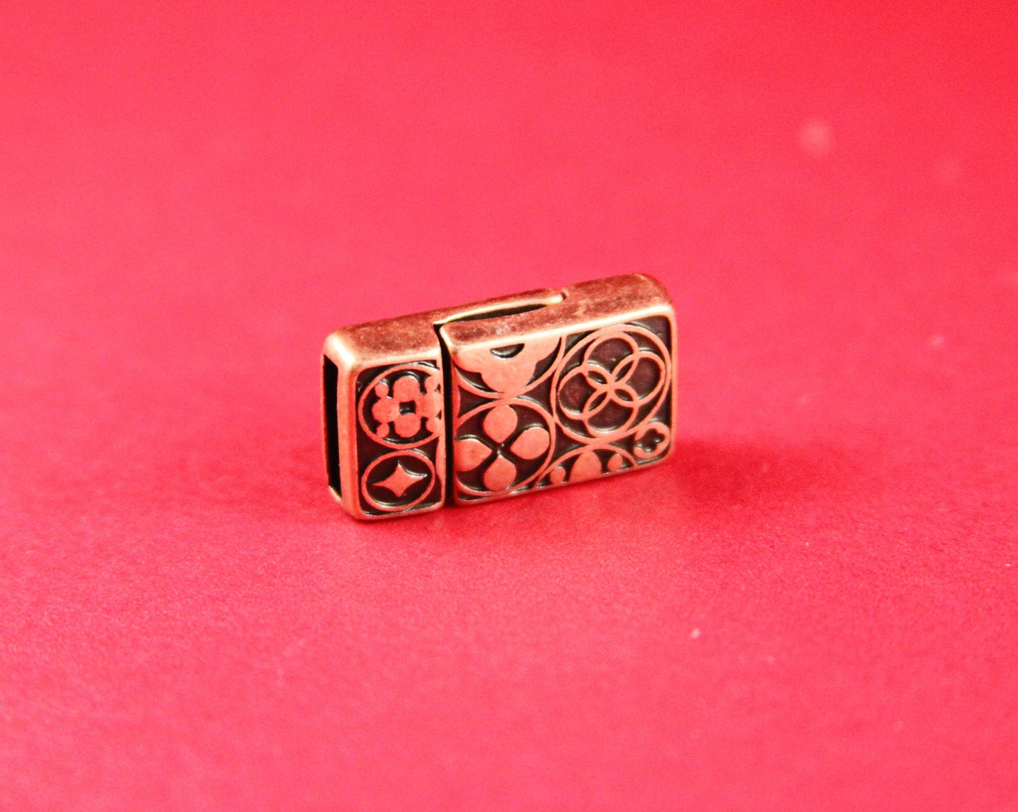 FC0040>>MADE in EUROPE zamak clasp, 10mm flat cord clasp, 10x2mm copper clasp Qty1