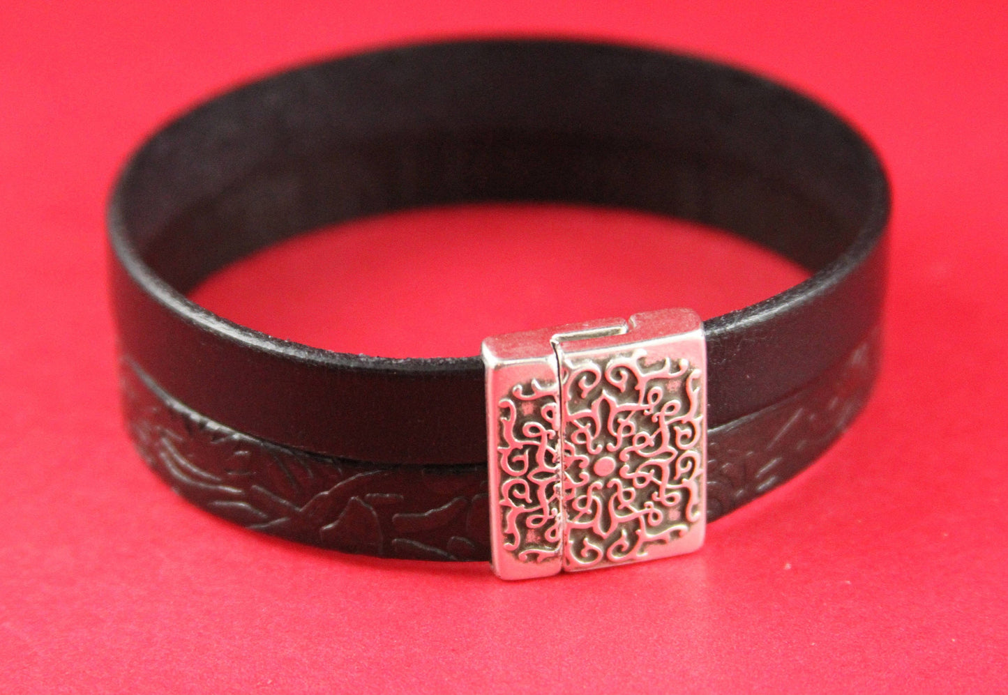 FC0015>>MADE in EUROPE zamak clasp,20mm flat cord embossed clasp, 20mm flat clasp, silver clasp Qty1