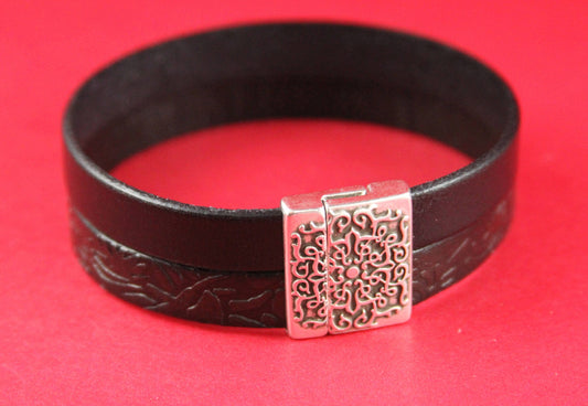 FC0015>>MADE in EUROPE zamak clasp,20mm flat cord embossed clasp, 20mm flat clasp, silver clasp Qty1