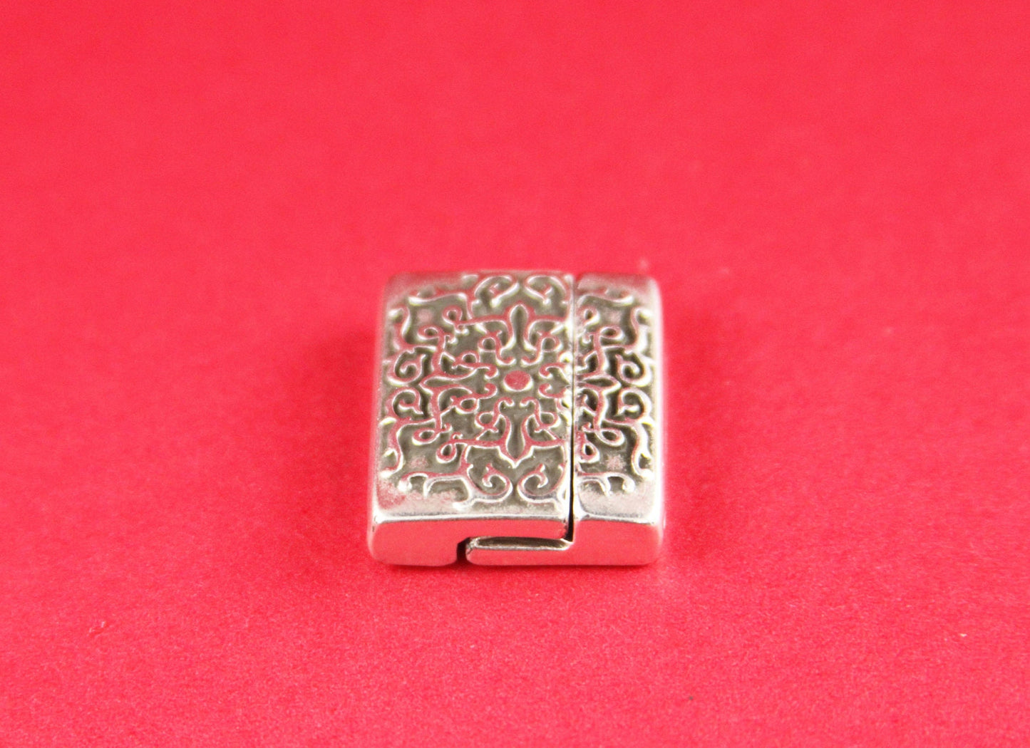 FC0015>>MADE in EUROPE zamak clasp,20mm flat cord embossed clasp, 20mm flat clasp, silver clasp Qty1