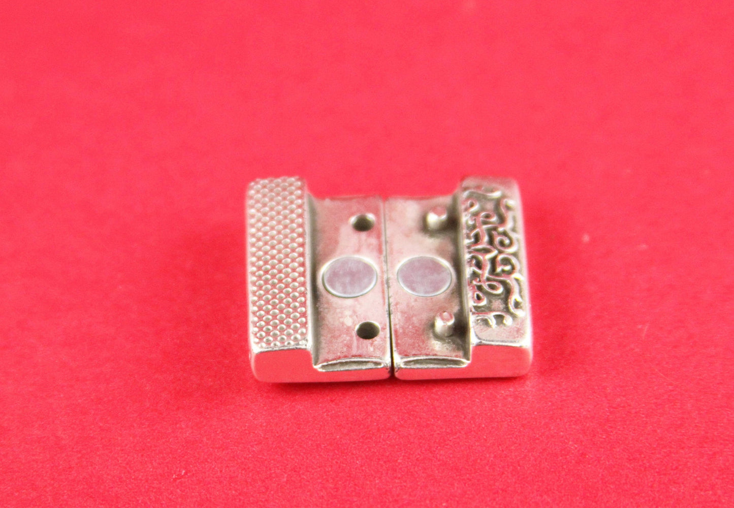 FC0015>>MADE in EUROPE zamak clasp,20mm flat cord embossed clasp, 20mm flat clasp, silver clasp Qty1
