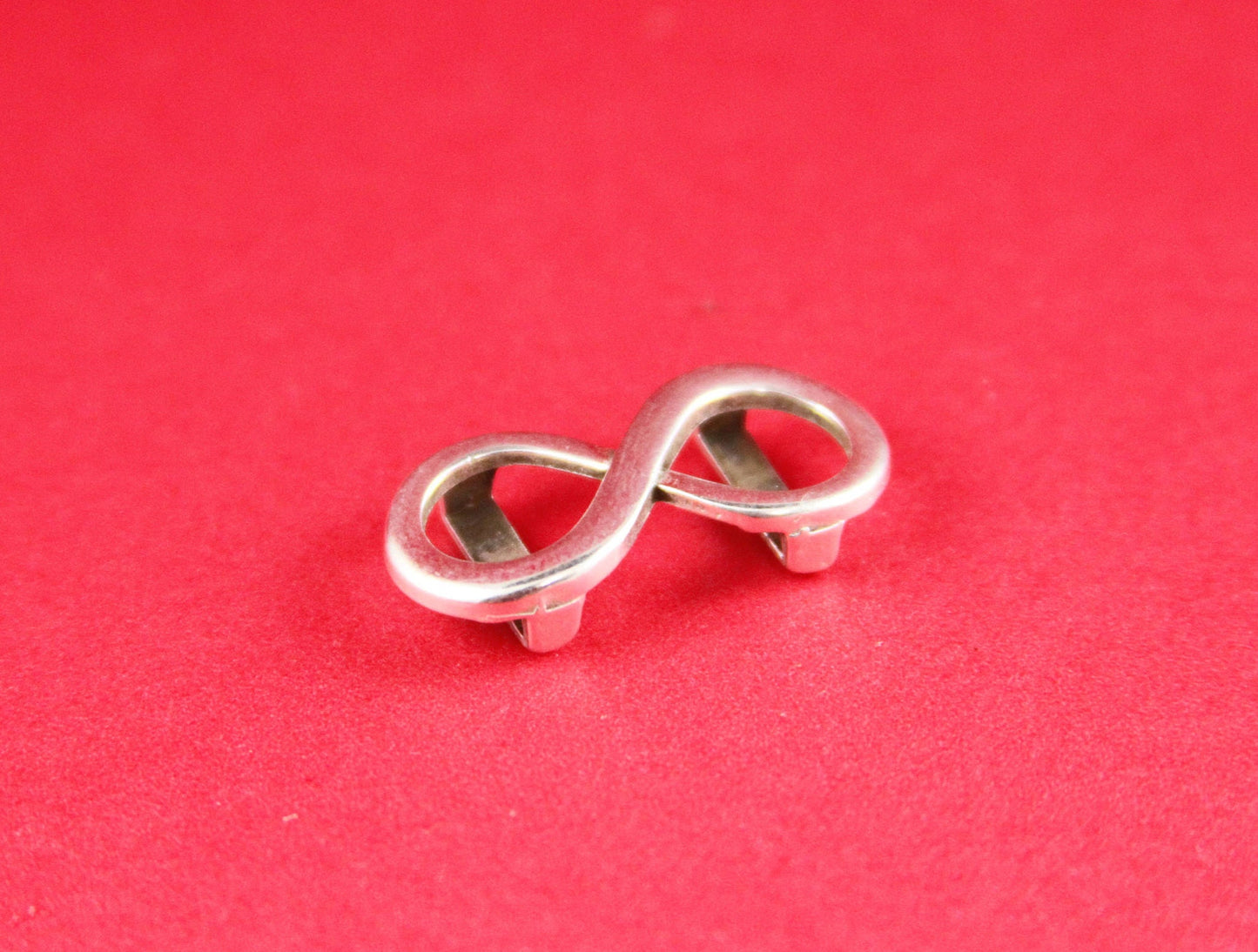 FS0180>>MADE in EUROPE 2 zamak infinity connectors, silver infinity connector, 10mm flat cord infinity slider, qty2