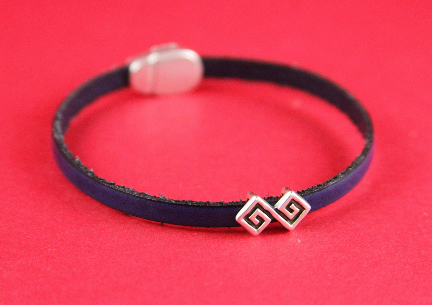 FS0176>>MADE in EUROPE 2 zamak greek key sliders, 5mm cord meander slider, flat 5mm cord slider bead,   Qty2