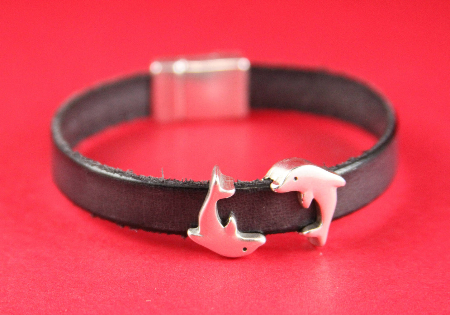 FS0208>>MADE in EUROPE 2 zamak dolphin sliders, 10mm flat cord sliders, 10mm leather cord dolphin sliders, zamak sliders Qty2