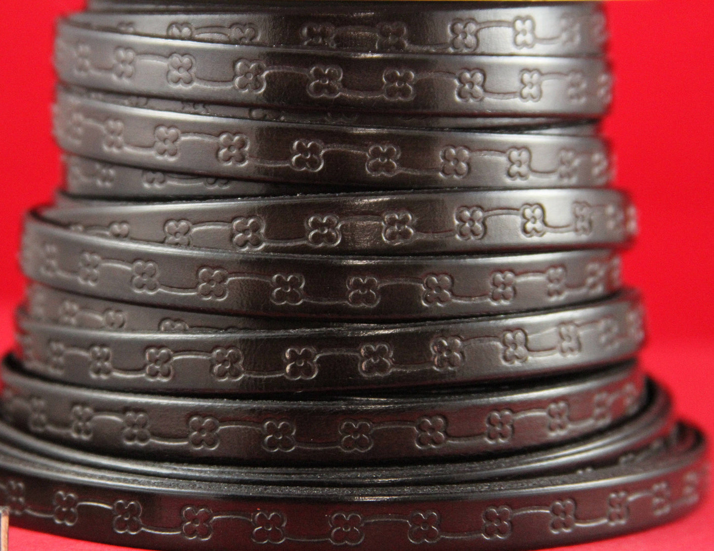 MADE in EUROPE 24" flat leather cord, embossed 10mm dark brown leather cord, genuine leather cord (492/10/02)