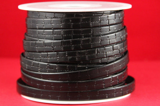 MADE in SPAIN 24" flat leather cord, 10mm flat engraved leather cord for bracelet, embossed 10mm leather cord (505/10/01)