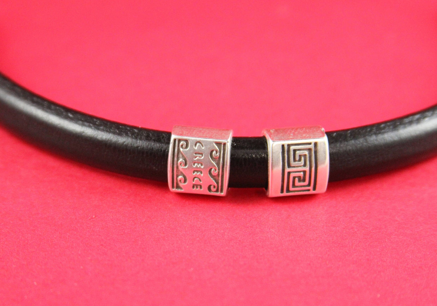 LS0023>>MADE IN EUROPE 2 zamak greek key sliders, licorice zamak  slider, 10x6mm  sliders, silver double sided sliders Qty2
