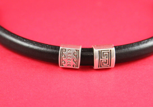 LS0023>>MADE IN EUROPE 2 zamak greek key sliders, licorice zamak  slider, 10x6mm  sliders, silver double sided sliders Qty2