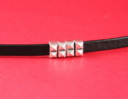 FS0171>>MADE in EUROPE 6 zamak sliders for 5mm cord, flat cord slider, zamak bar slider qty6