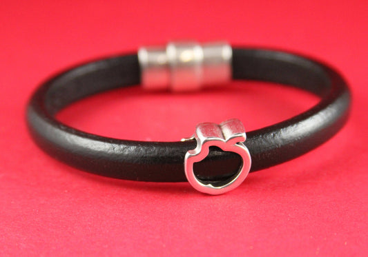 LS0038>> MADE IN EUROPE 2 zamak apple sliders, licorice zamak  slider, 10x6mm  sliders, silver double sided apple sliders, Qty2