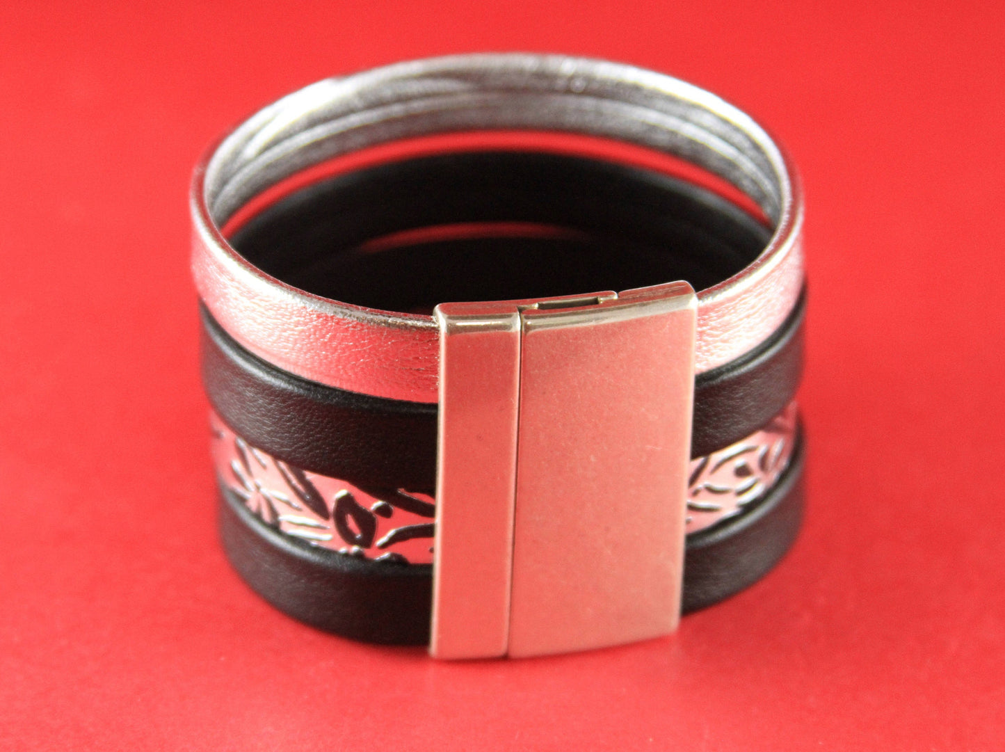 FC0090>> MADE in EUROPE flat cord magnetic clasp, 40mm flat cord clasp, large magnetic clasp (78933/40) qty1