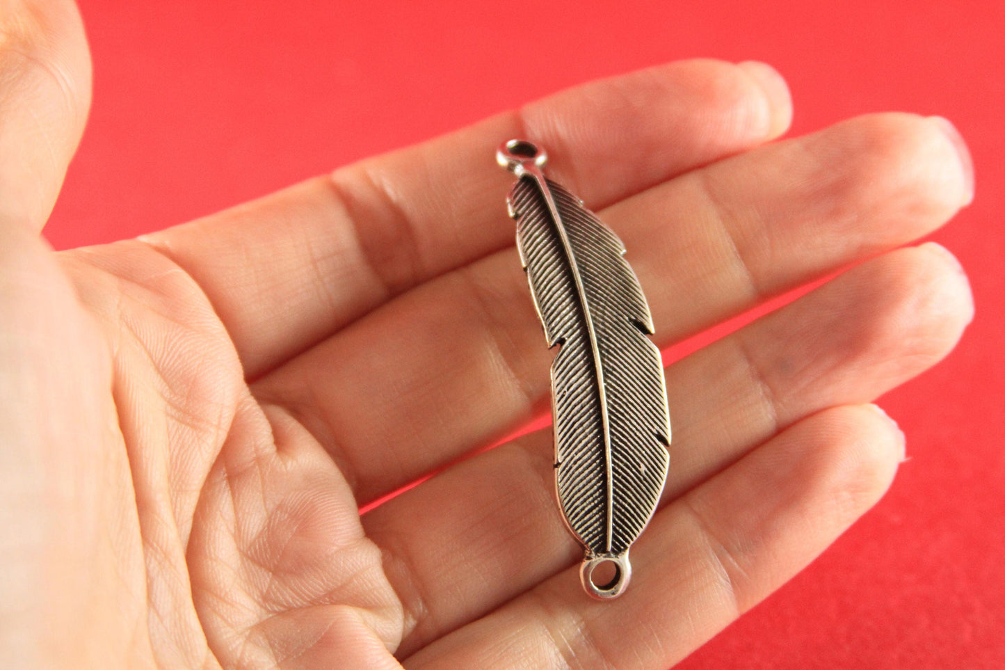 C0056>>MADE in EUROPE zamak feather connector, bracelet connector, bracelet feather connector  qty 1
