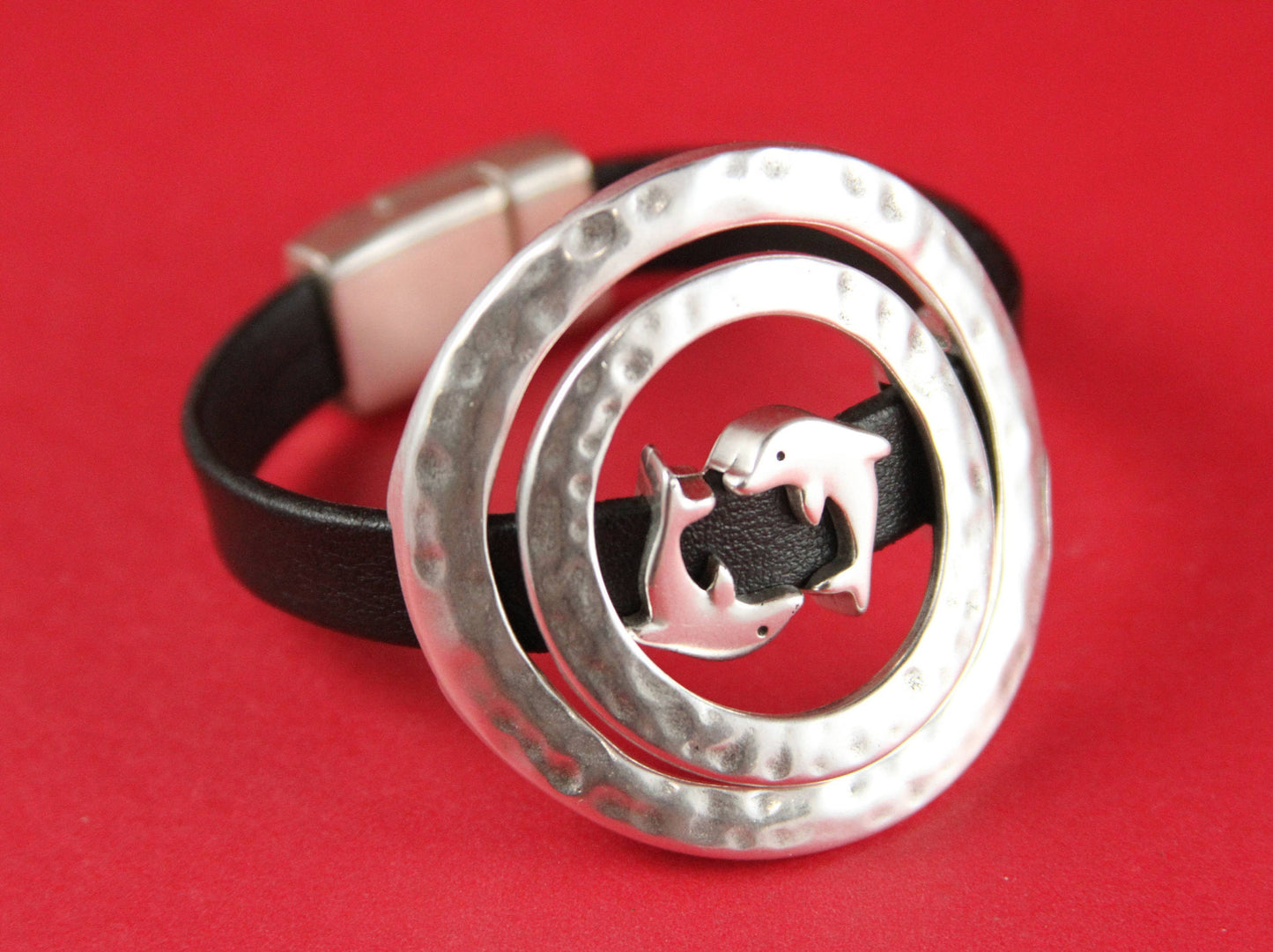 FS0024>>MADE IN EUROPE zamak 2 large round sliders,hammered circle sliders for 10mm flat cord, flat cord zamak slider(11241/11240-0077) Qty2