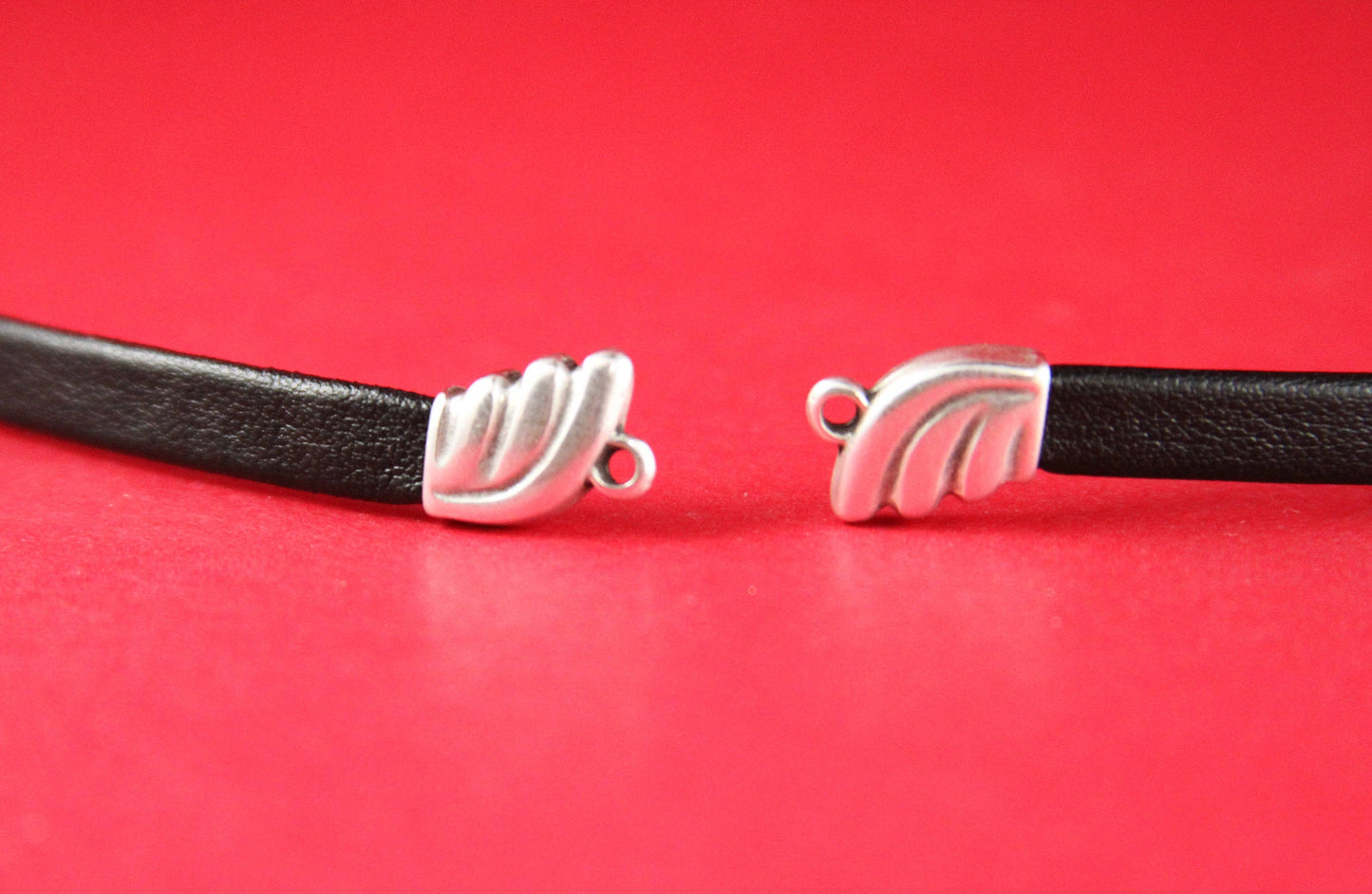 6/3 MADE IN EUROPE 2 leather cord ends, 5mm flat leather cord end caps, flat leather cord clasp, 5mm flat cord ends, Qty2