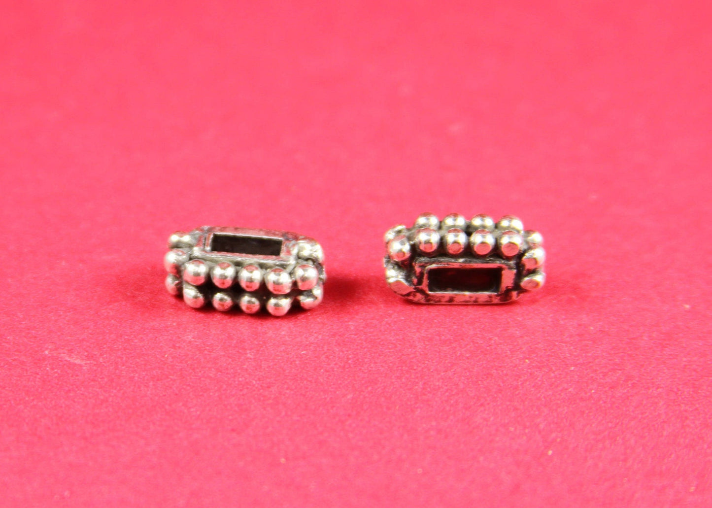FS0136>> MADE in EUROPE 2 zamak beaded sliders for 6mm cord, flat cord sliders, zamak 6mm beaded slider qty2