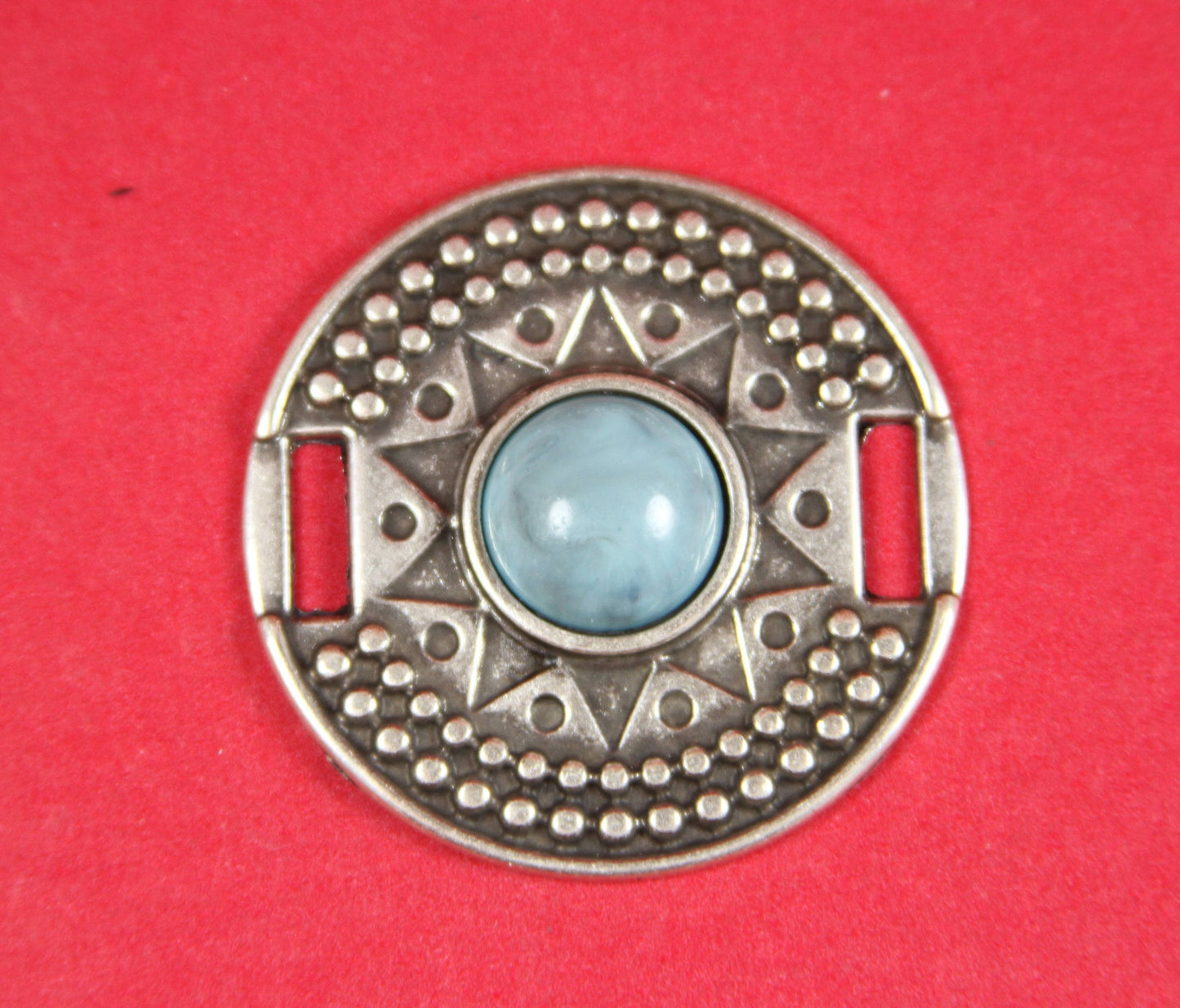 C0105>>MADE in EUROPE zamak engraved connector with cabochon, 10mm cord connector, flat 10mm leather cord connector Qty 1