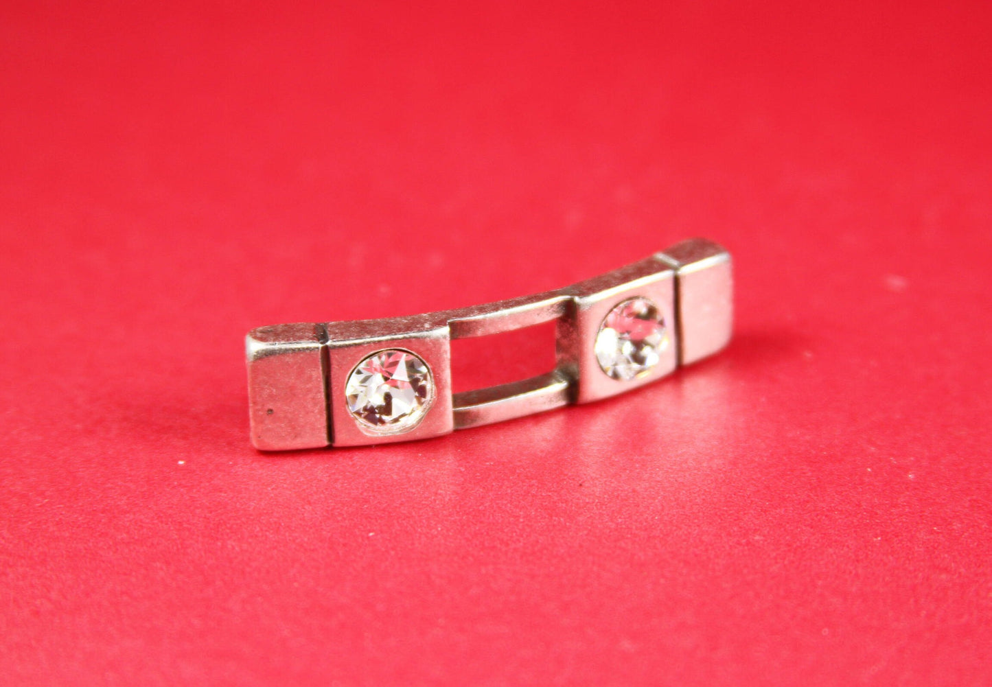 C0099>>MADE in EUROPE  flat cord zamak connector,  6mm cord Swarovski crystal connector, connector with Swarovski crystal Qty1