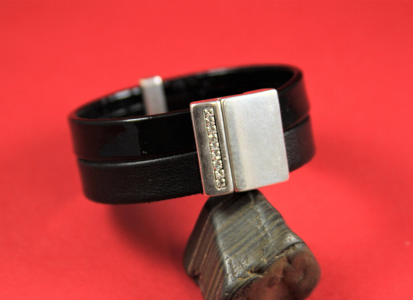 FC0111>>MADE in EUROPE zamak Swarovski crystal magnetic clasp, 20mm flat cord clasp, silver magnetic clasp (95067/20) Qty1