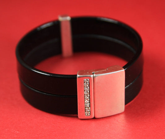 FC0111>>MADE in EUROPE zamak Swarovski crystal magnetic clasp, 20mm flat cord clasp, silver magnetic clasp (95067/20) Qty1