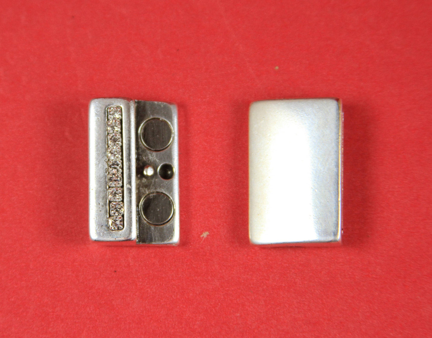 FC0111>>MADE in EUROPE zamak Swarovski crystal magnetic clasp, 20mm flat cord clasp, silver magnetic clasp (95067/20) Qty1
