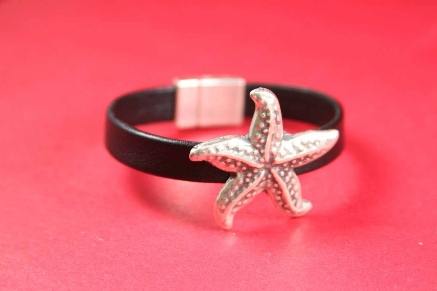FS0196>> MADE IN EUROPE zamak starfish slider, 10mm flat cord sea star slider, large silver starfish slider Qty1