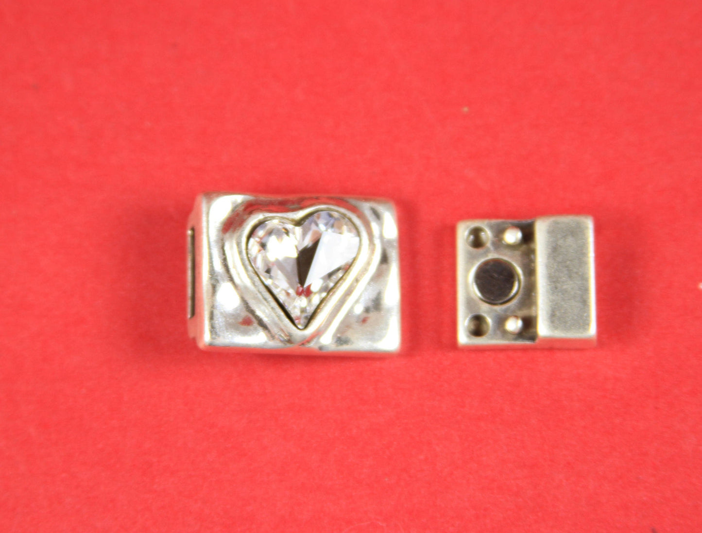 FC0153>>MADE in EUROPE zamak magnetic clasp with Swarovski crystal heart, Swarovski heart clasp (95048/10) qty1