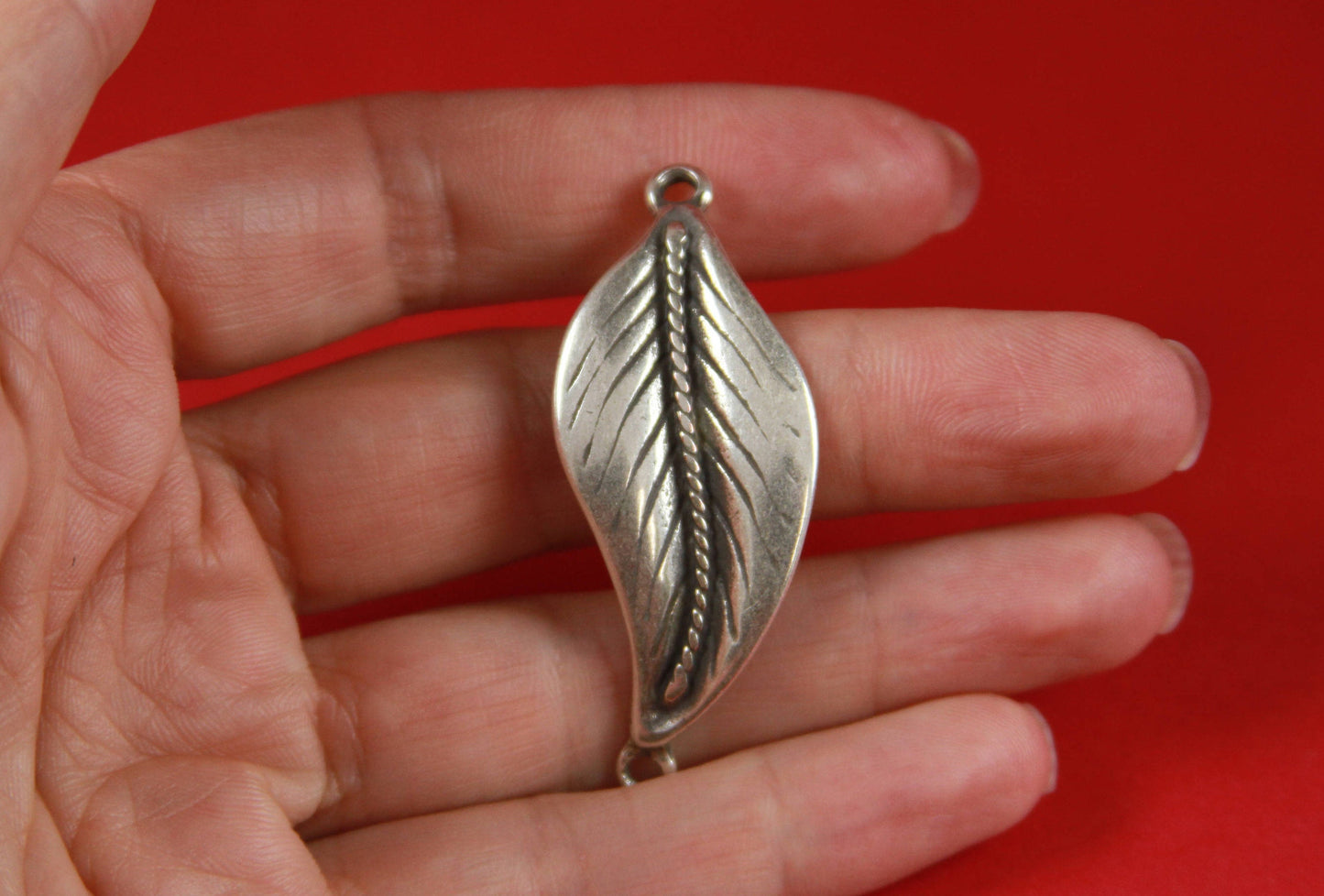 C0009>>MADE in EUROPE zamak leaf connector, bracelet connector, bracelet leaf connector qty 1