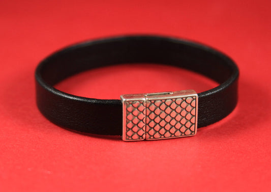 FC0058>>MADE IN EUROPE Zamak clasp for 10mm flat leather cord, silver clasp for flat cord Qty1
