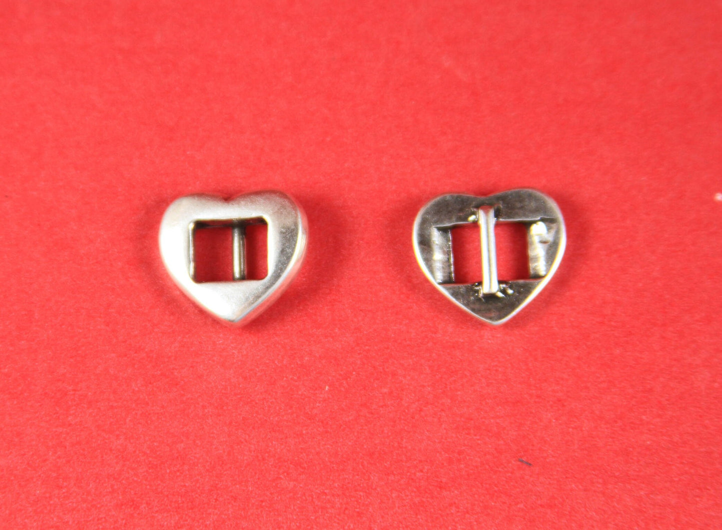 FS0282>>MADE in EUROPE 2 zamak heart sliders for 5mm cord, flat cord heart  slider, silver heart slider  qty2