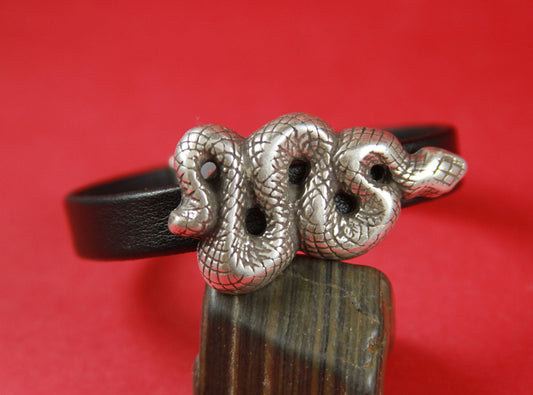 FS0007>>MADE in EUROPE  zamak snake slider, 10mm flat cord slider, 10mm leather cord snake slider, zamak slider Qty1