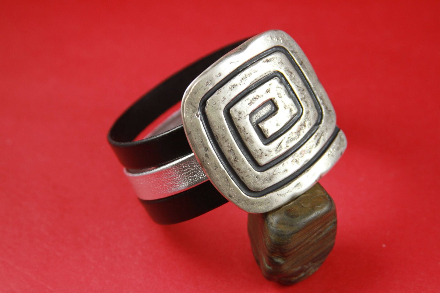 C0100>>MADE IN EUROPE flat cord zamak connector, zamak large swirl connector, large spiral connector, 30mm flat cord slider Qty1
