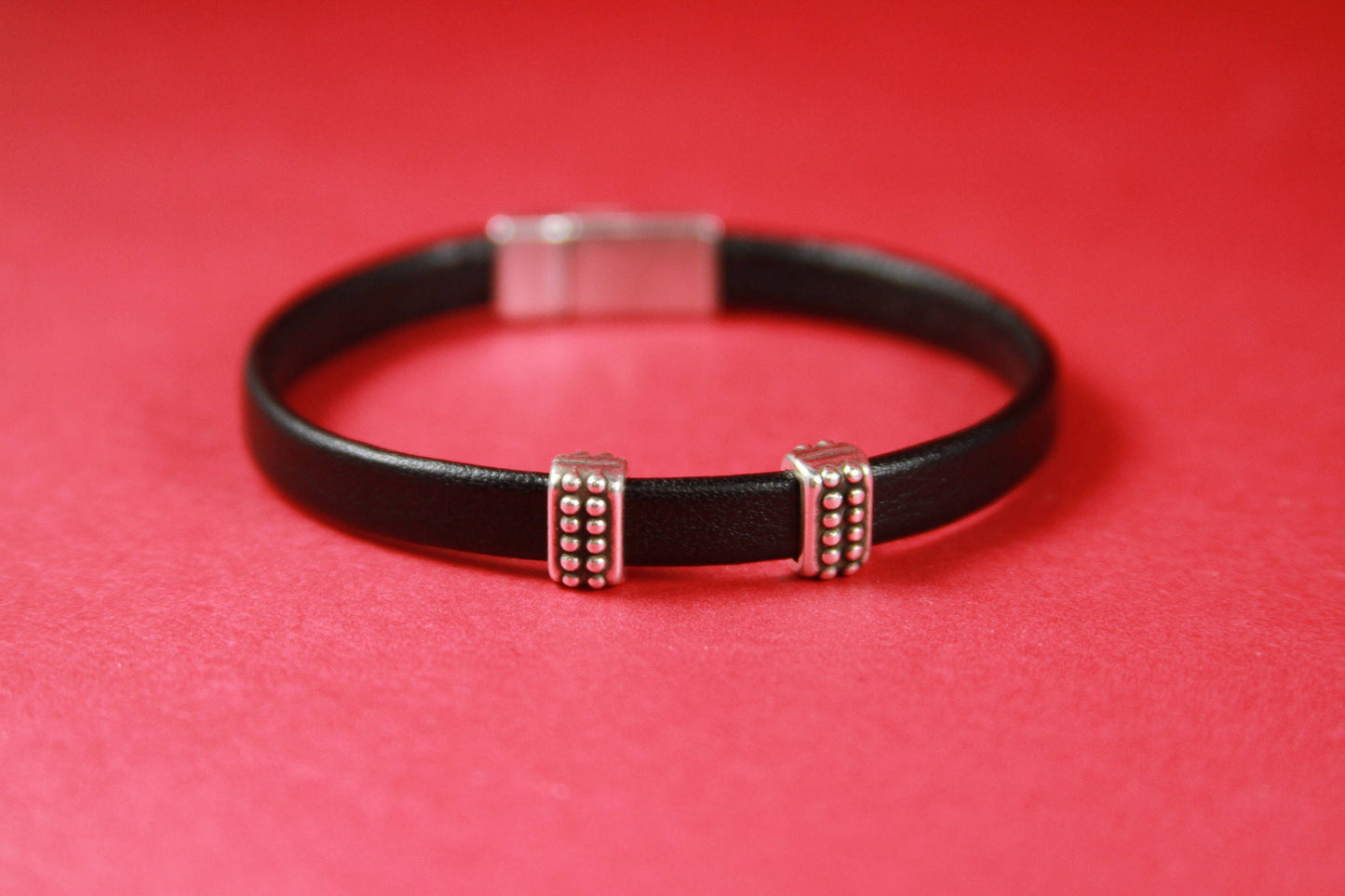 FS0099>>MADE in EUROPE 4 zamak beaded sliders for 6mm cord, flat cord sliders, zamak 6mm beaded slider qty4