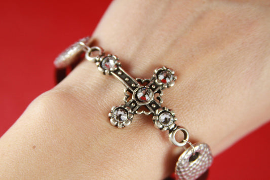 C0069>>MADE in EUROPE zamak cross connector with Swarovski crystals, bracelet cross connector, bracelet cross connector qty 1